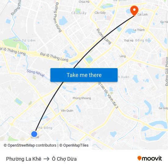 Phường La Khê to Ô Chợ Dừa map