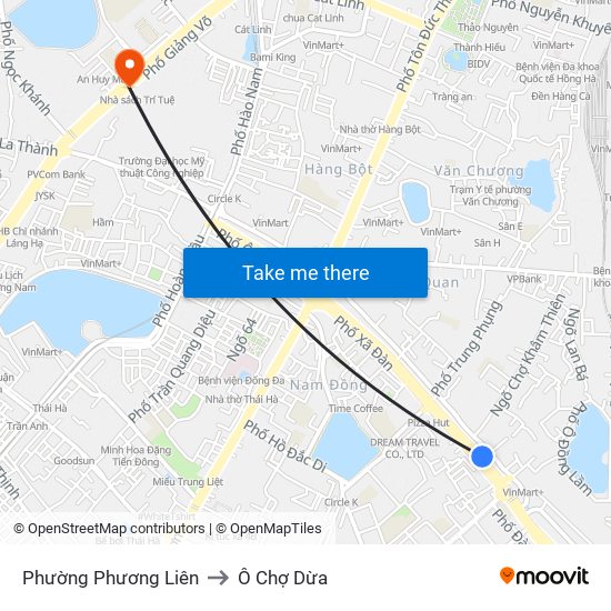 Phường Phương Liên to Ô Chợ Dừa map