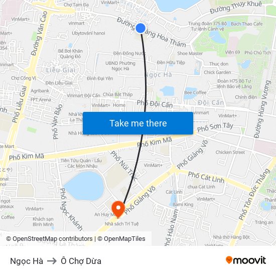 Ngọc Hà to Ô Chợ Dừa map