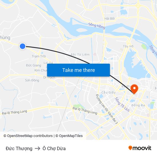 Đức Thượng to Ô Chợ Dừa map