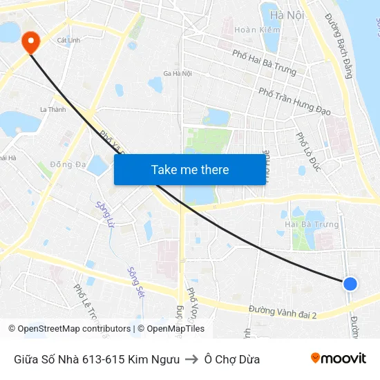 Giữa Số Nhà 613-615 Kim Ngưu to Ô Chợ Dừa map