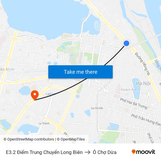 E3.2 Điểm Trung Chuyển Long Biên to Ô Chợ Dừa map