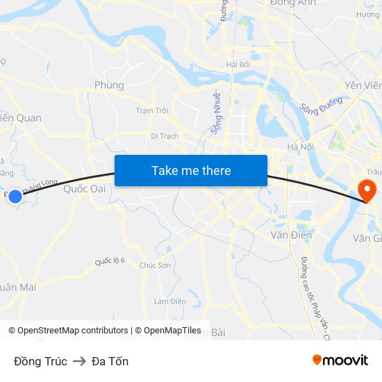 Đồng Trúc to Đa Tốn map