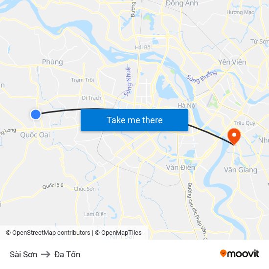 Sài Sơn to Đa Tốn map