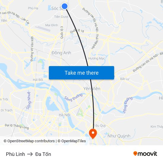 Phù Linh to Đa Tốn map