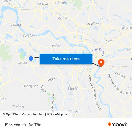 Bình Yên to Đa Tốn map