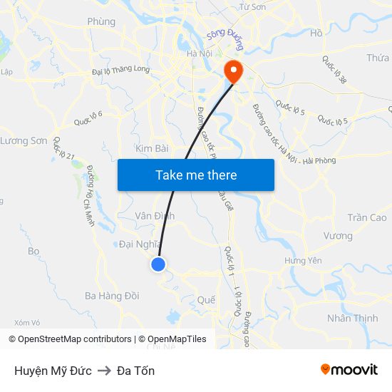 Huyện Mỹ Đức to Đa Tốn map