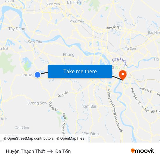 Huyện Thạch Thất to Đa Tốn map