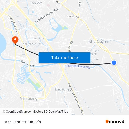 Văn Lâm to Đa Tốn map