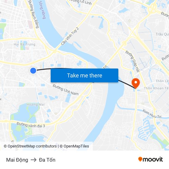 Mai Động to Đa Tốn map