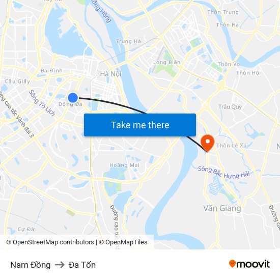 Nam Đồng to Đa Tốn map