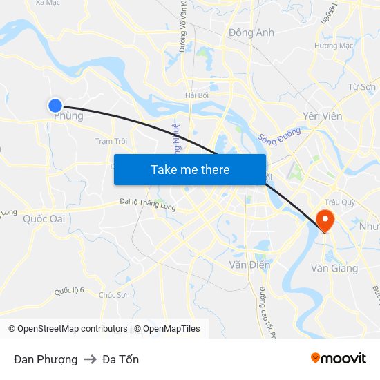 Đan Phượng to Đa Tốn map