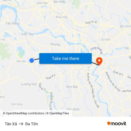 Tân Xã to Đa Tốn map