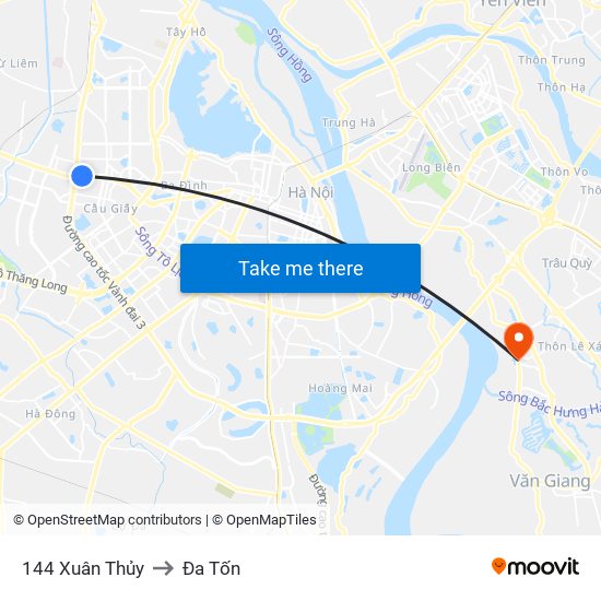 144 Xuân Thủy to Đa Tốn map