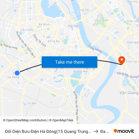 Đối Diện Bưu Điện Hà Đông(15 Quang Trung Hà Đông) to Đa Tốn map