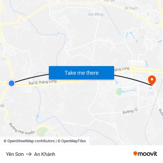 Yên Sơn to An Khánh map