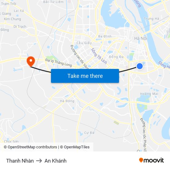 Thanh Nhàn to An Khánh map
