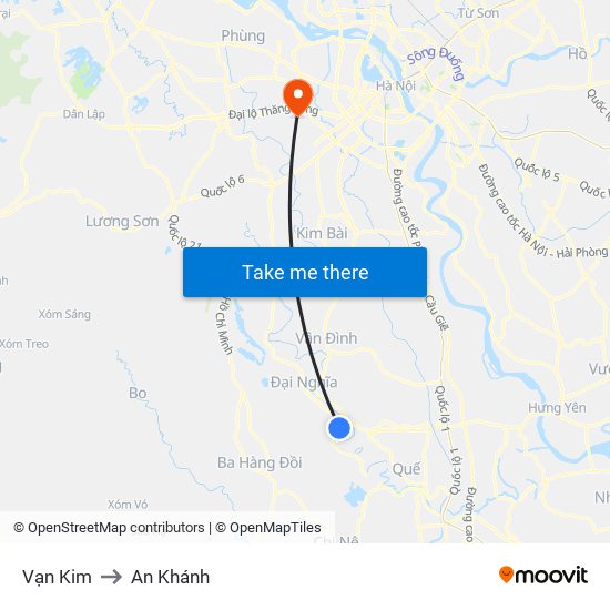 Vạn Kim to An Khánh map