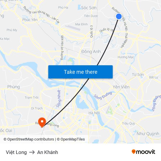 Việt Long to An Khánh map