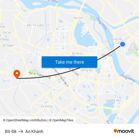 Bồ Đề to An Khánh map