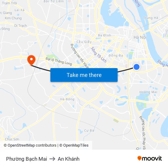 Phường Bạch Mai to An Khánh map