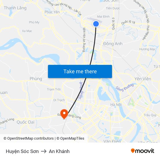 Huyện Sóc Sơn to An Khánh map