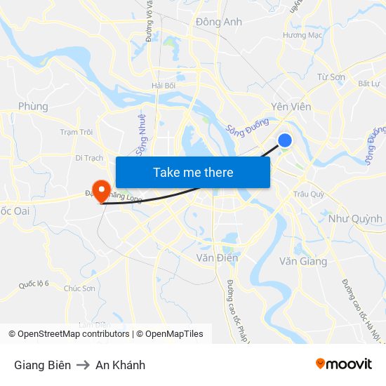 Giang Biên to An Khánh map