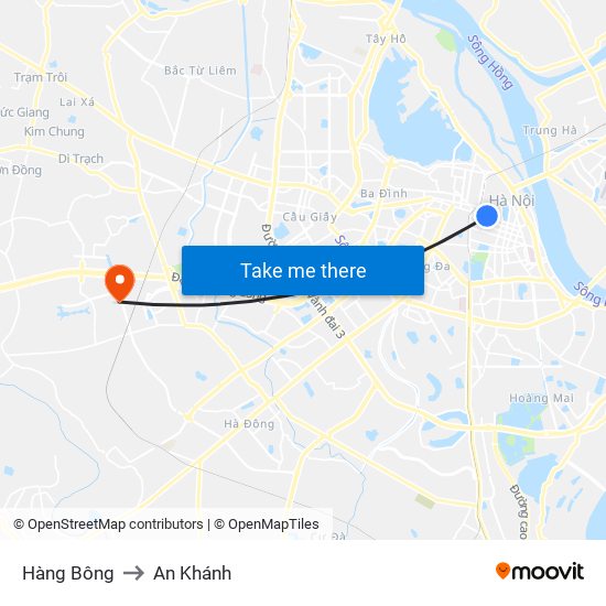 Hàng Bông to An Khánh map
