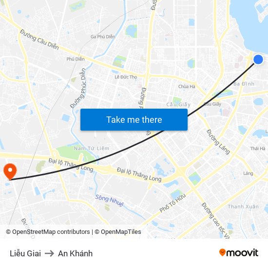 Liễu Giai to An Khánh map