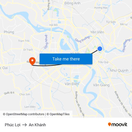 Phúc Lợi to An Khánh map