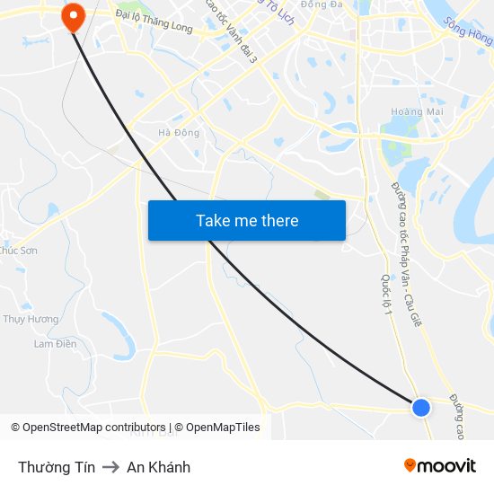 Thường Tín to An Khánh map