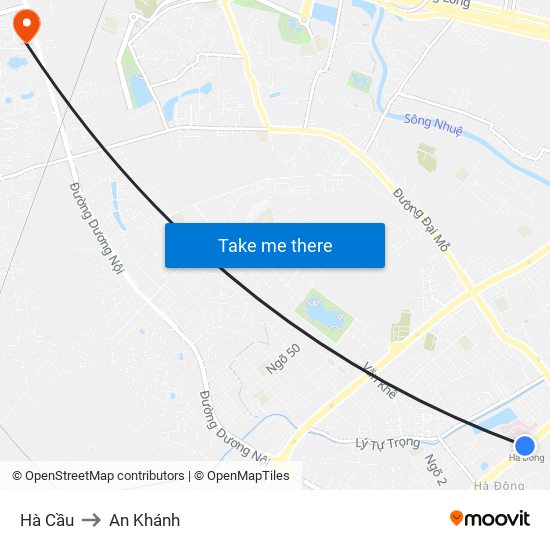 Hà Cầu to An Khánh map