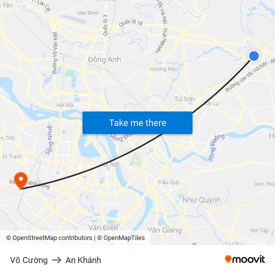 Võ Cường to An Khánh map