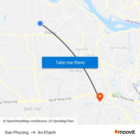 Đan Phượng to An Khánh map