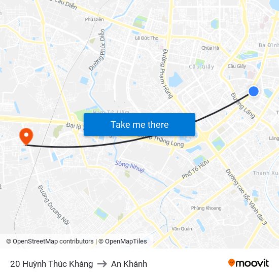 20 Huỳnh Thúc Kháng to An Khánh map