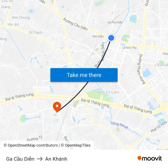 Ga Cầu Diễn to An Khánh map