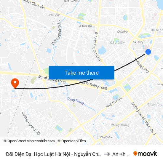 Đối Diện Đại Học Luật Hà Nội - Nguyễn Chí Thanh to An Khánh map