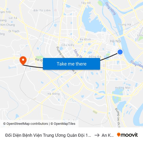 Đối Diện Bệnh Viện Trung Ương Quân Đội 108 - Trần Hưng Đạo to An Khánh map