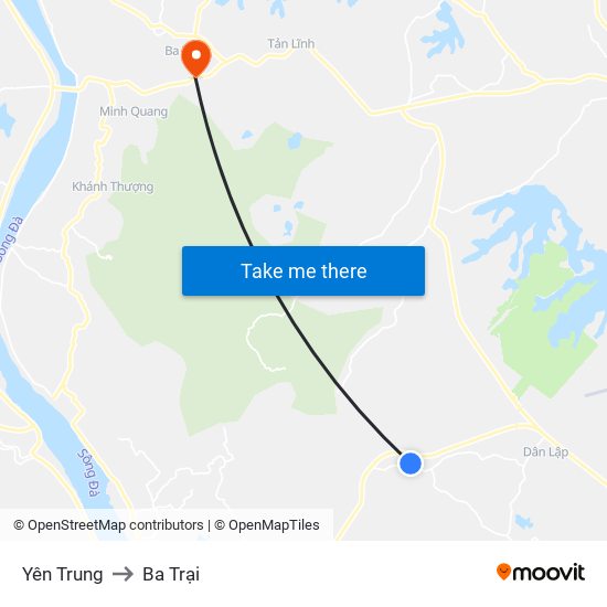 Yên Trung to Ba Trại map