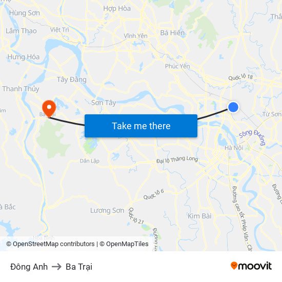 Đông Anh to Ba Trại map