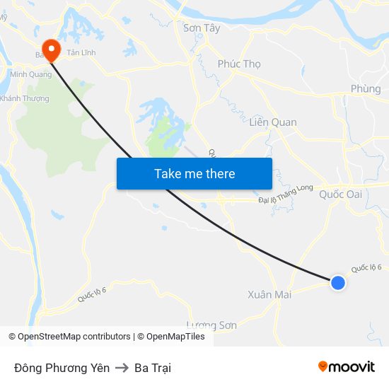 Đông Phương Yên to Ba Trại map