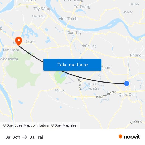 Sài Sơn to Ba Trại map