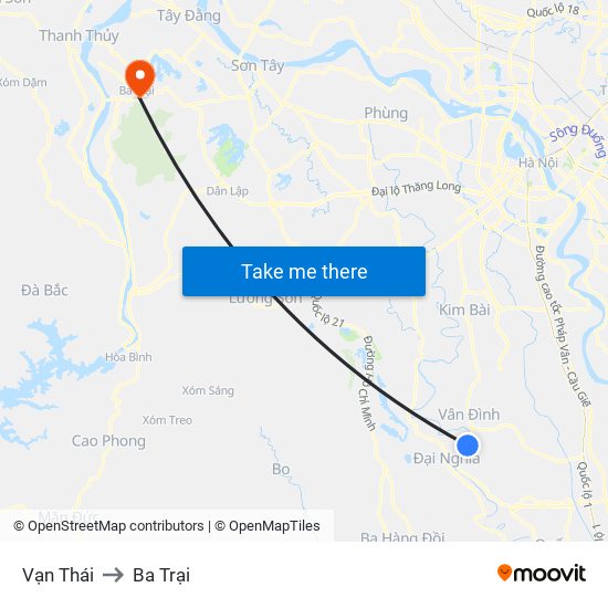 Vạn Thái to Ba Trại map