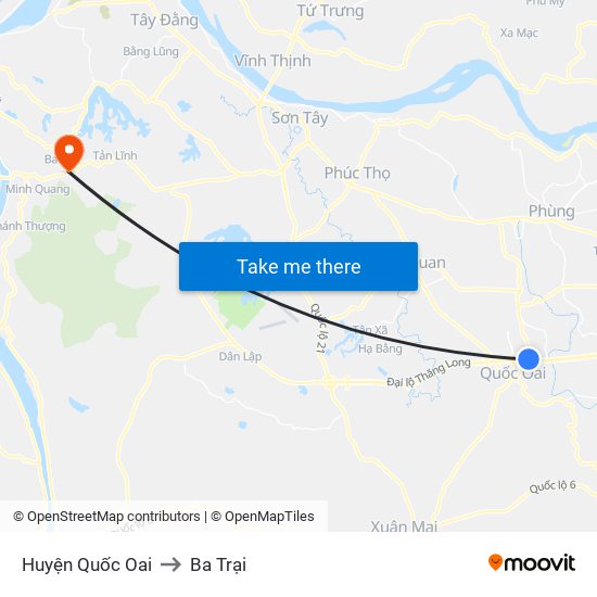 Huyện Quốc Oai to Ba Trại map