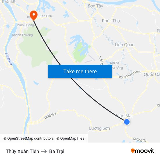 Thủy Xuân Tiên to Ba Trại map