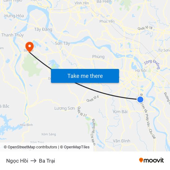 Ngọc Hồi to Ba Trại map