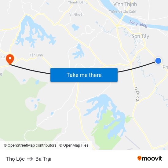 Thọ Lộc to Ba Trại map