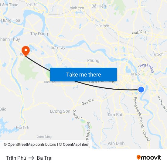 Trần Phú to Ba Trại map