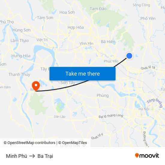 Minh Phú to Ba Trại map