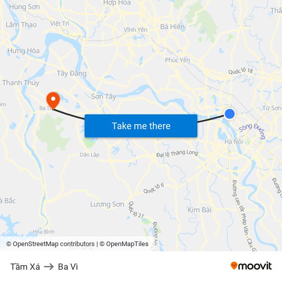 Tầm Xá to Ba Vì map